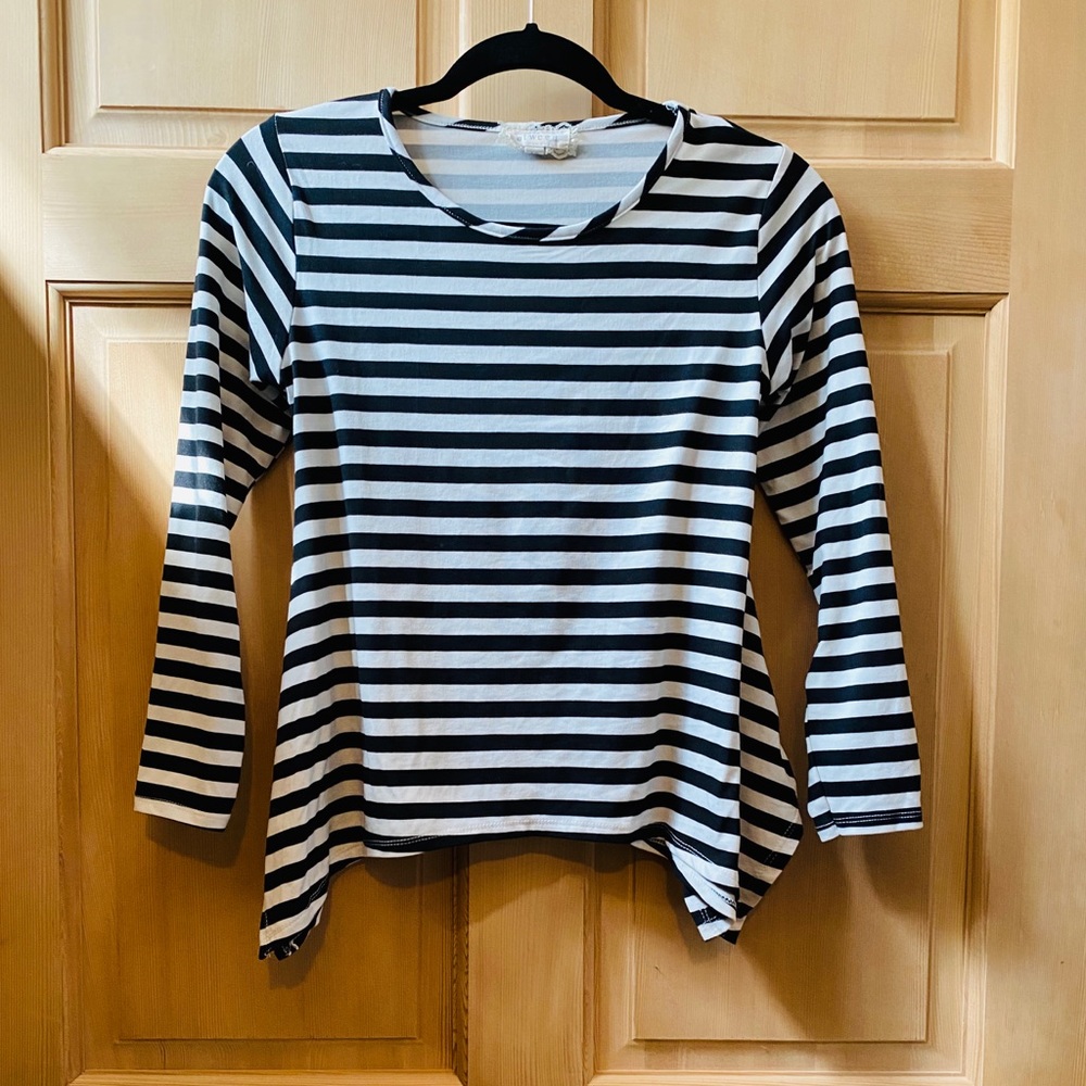 Black and White Striped Parisian top